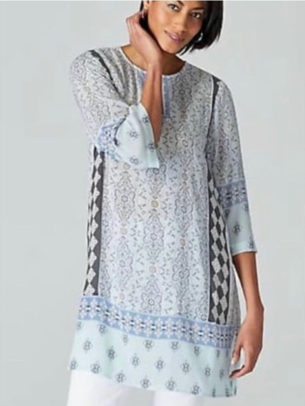 J. Jill Soft Sea-glass Daydream Medallion Tunic Blouse - NWT